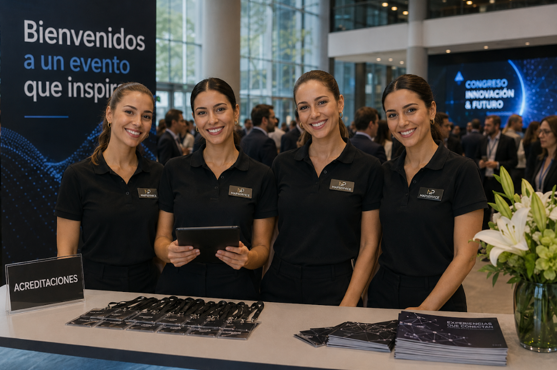 Azafatas bilingües Mapservice en un evento